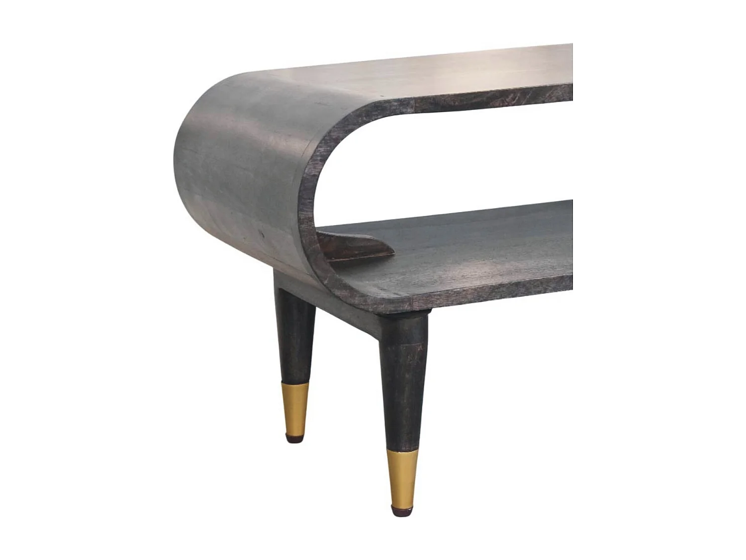 Artisan Furniture Massivholz Medien mit geschwungenen Kanten und Messingakzenten