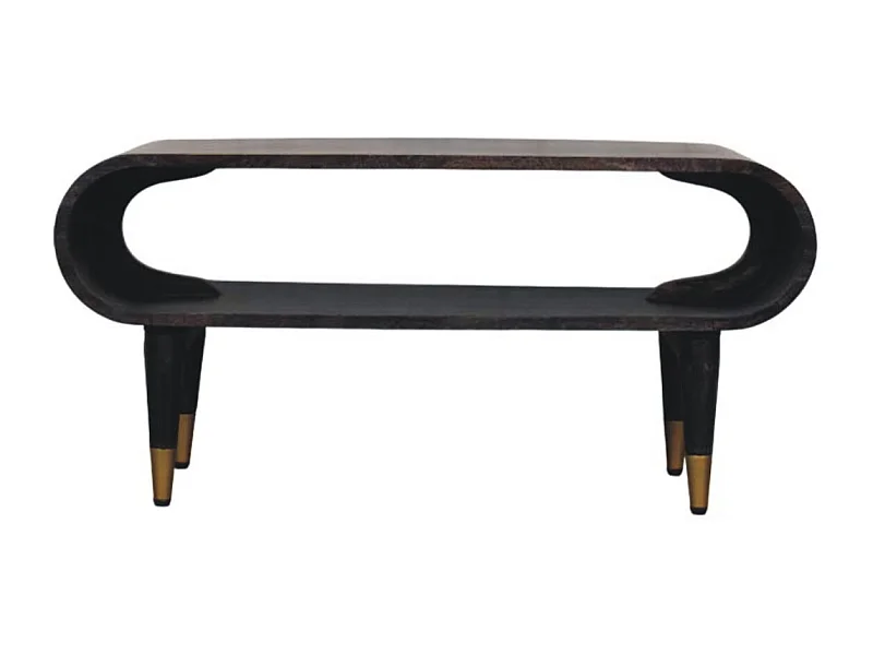 Artisan Furniture Massivholz Medien mit geschwungenen Kanten und Messingakzenten