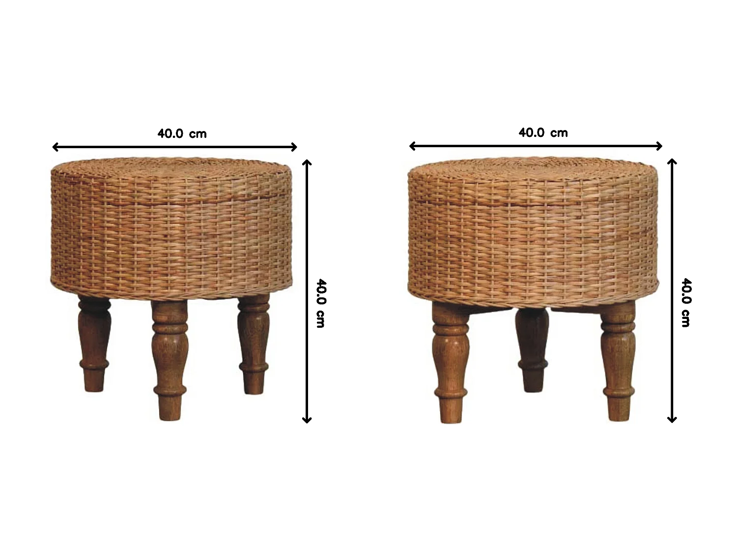 Artisan Furniture Bois massif Tabouret Rond Tressé Regency, Brun clair