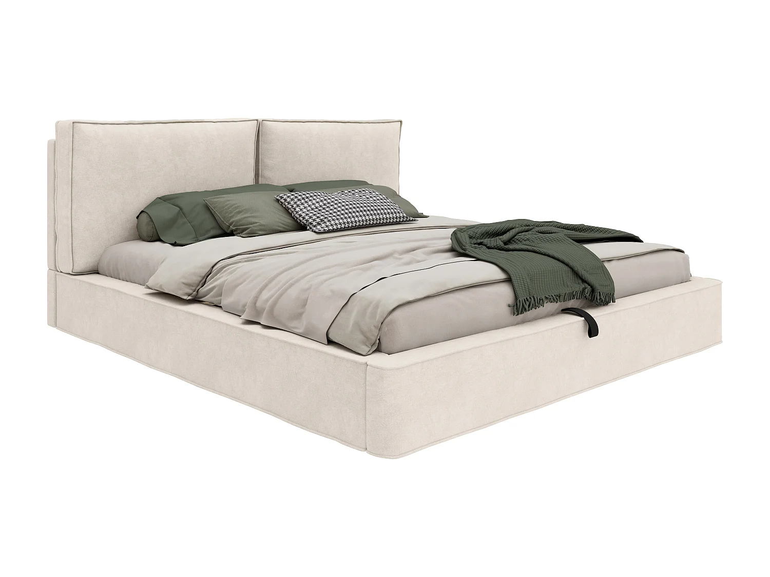Letto contenitore imbottito 180x200 cm - con spazio di riporre - Tessuto di peluche - Beige (materasso non incluso)