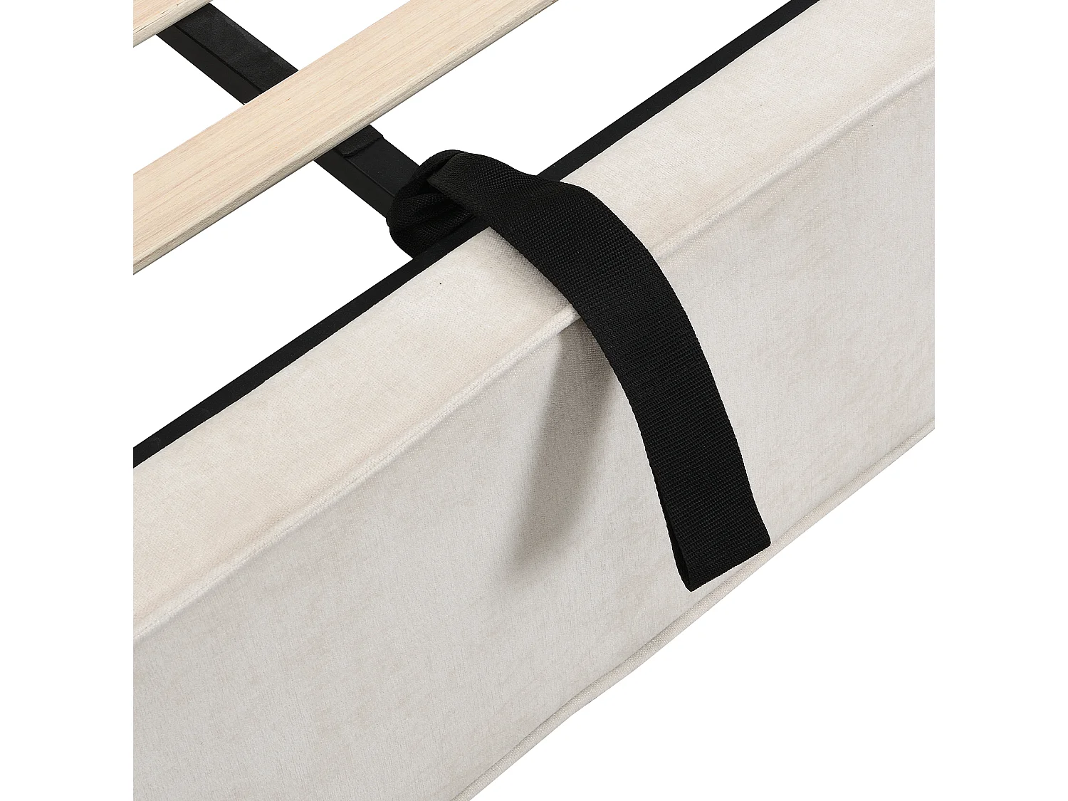 Letto contenitore imbottito 180x200 cm - con spazio di riporre - Tessuto di peluche - Beige (materasso non incluso)