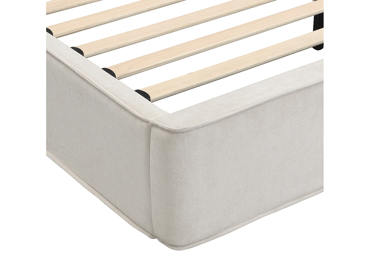 Klädd säng med förvaring 180x200 cm - med förvaringsutrymme - Chenille-tyg - Beige (madrass ingår ej)