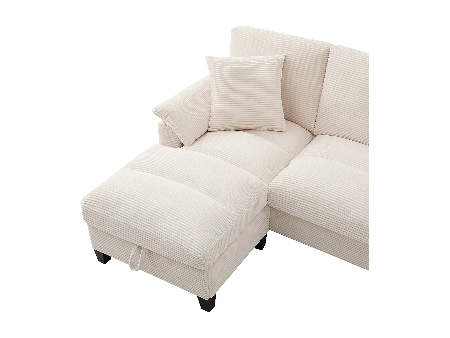 Sofá de esquina 4 plazas en forma de U - con espacio de almacenamiento - portavasos incluido - 2 puertos USB - beige