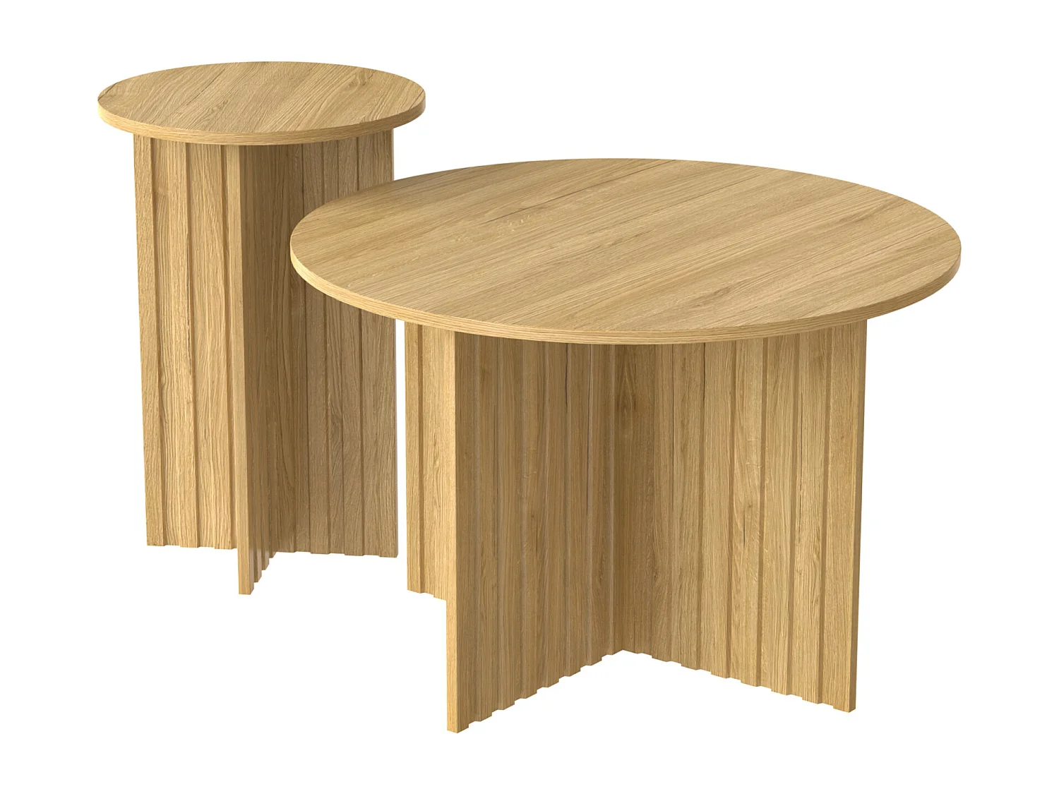 Conjunto de 2 mesas de centro modernas em madeira - Mesas de centro redondas com design escandinavo - 76x76x50cm