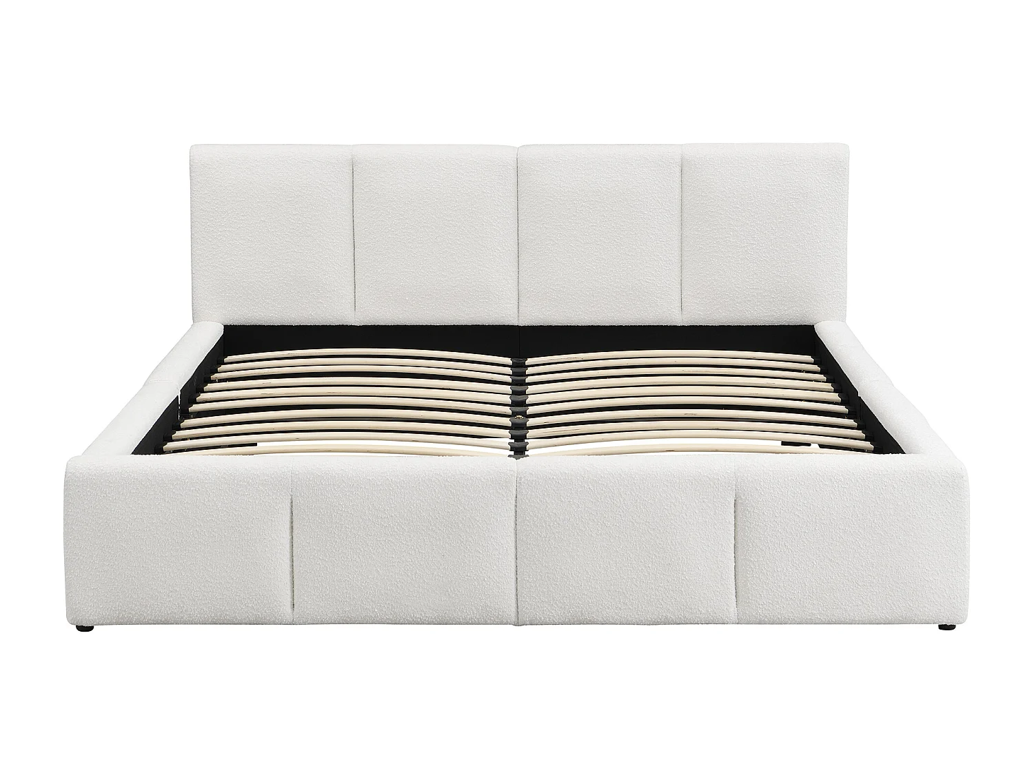 Dobbeltseng med polstring 180x200 cm - med lamelbund - Bouclé stof - Beige (madras medfølger ikke)