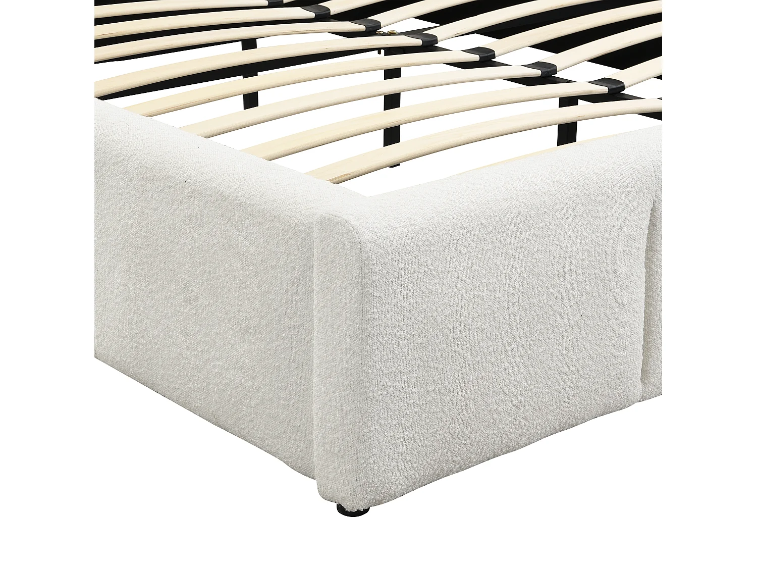 Dobbeltseng med polstring 180x200 cm - med lamelbund - Bouclé stof - Beige (madras medfølger ikke)
