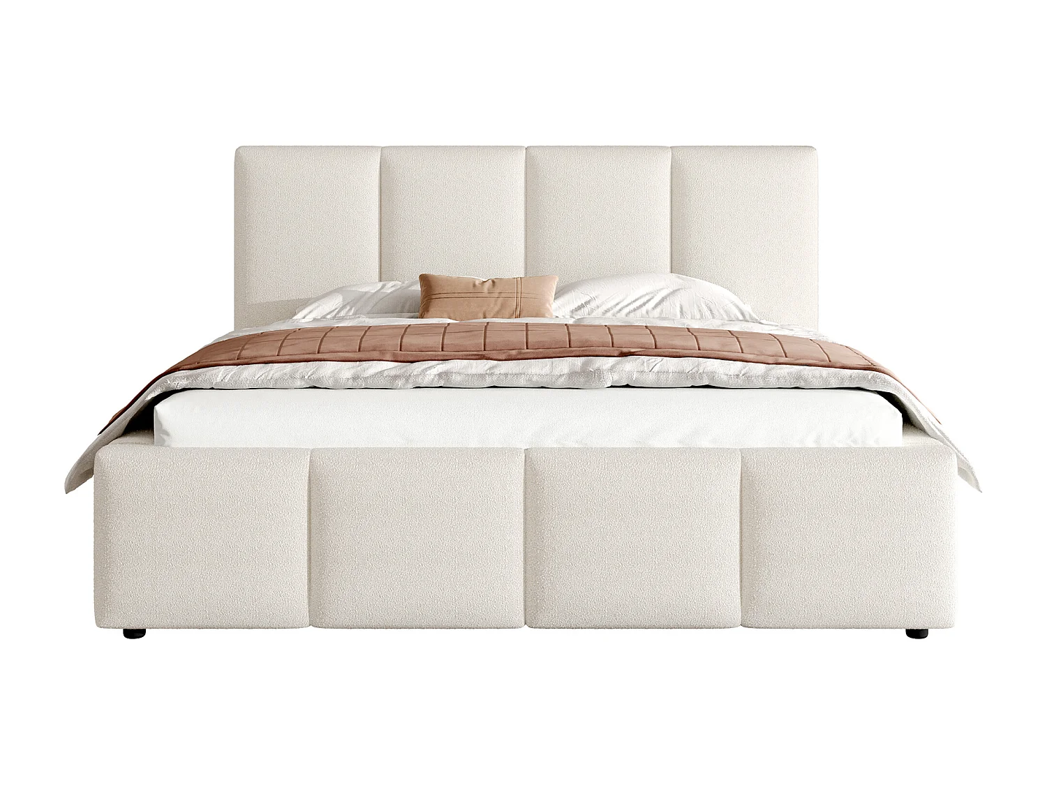 Gestoffeerd tweepersoonsbed 180x200 cm - met lattenbodem - Bouclé stof - Beige (zonder matras)