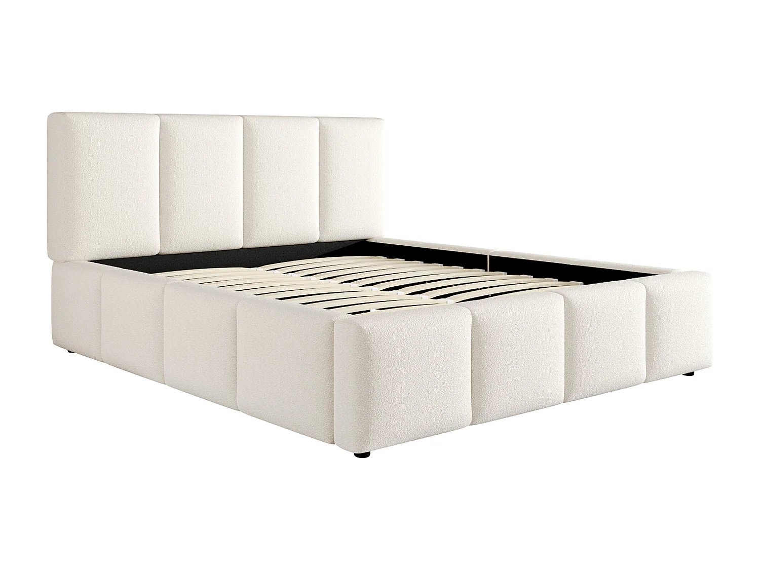 Gestoffeerd tweepersoonsbed 180x200 cm - met lattenbodem - Bouclé stof - Beige (zonder matras)