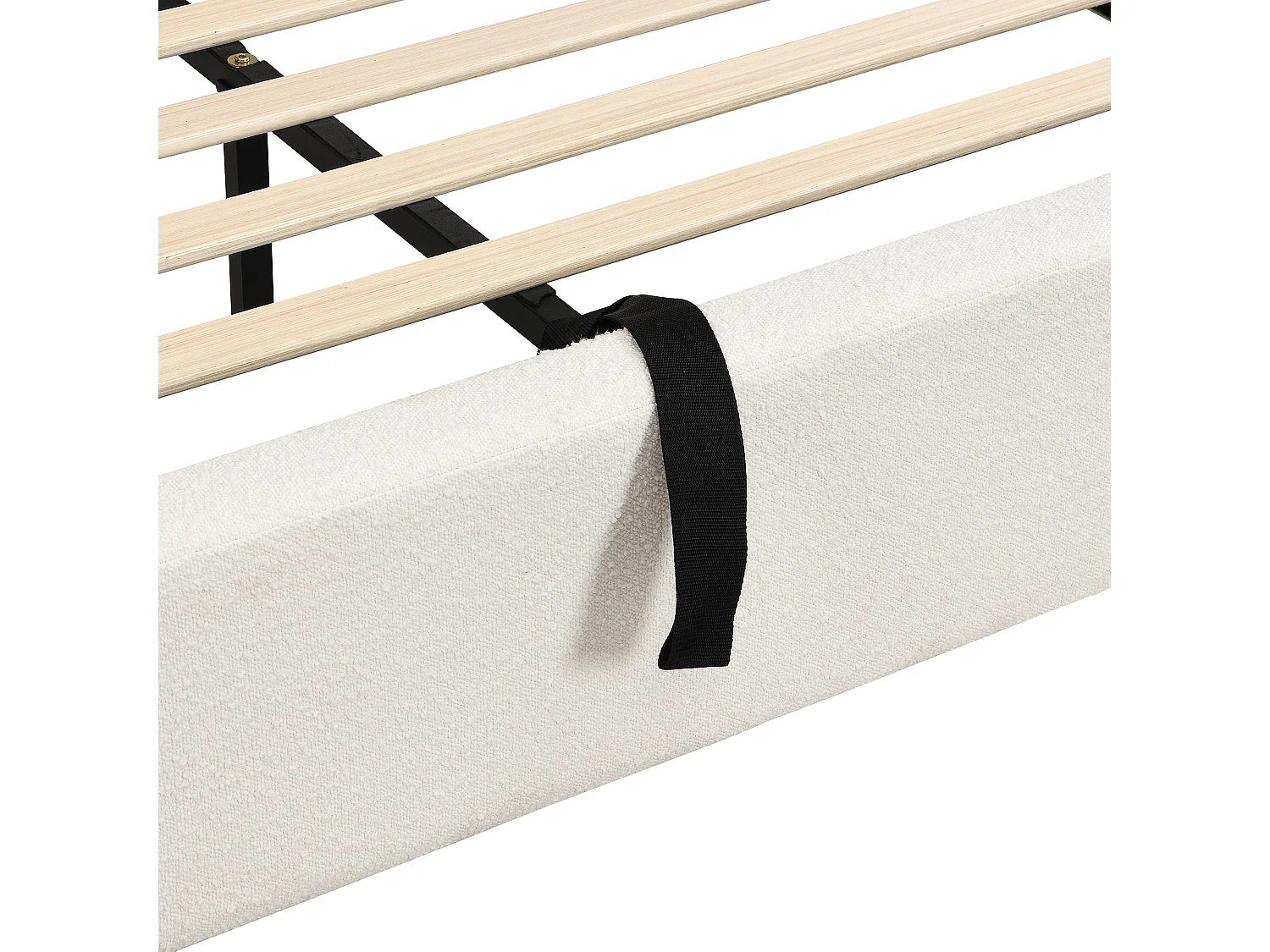 Gepolstertes Stauraumbett 180x200cm - Großer Stauraum - Bouclé-Stoff - Beige (ohne Matratze)