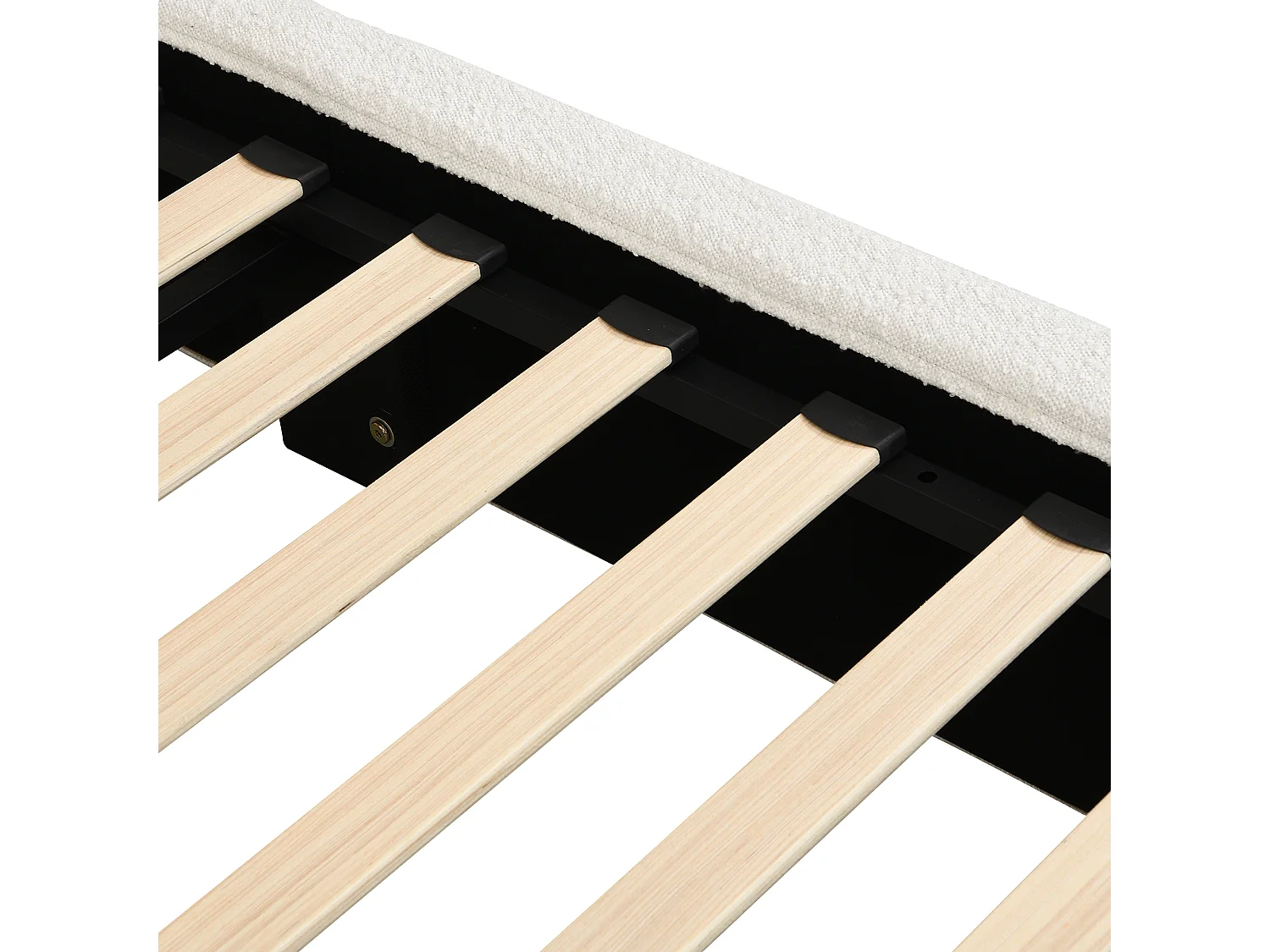 Gepolstertes Stauraumbett 180x200cm - Großer Stauraum - Bouclé-Stoff - Beige (ohne Matratze)