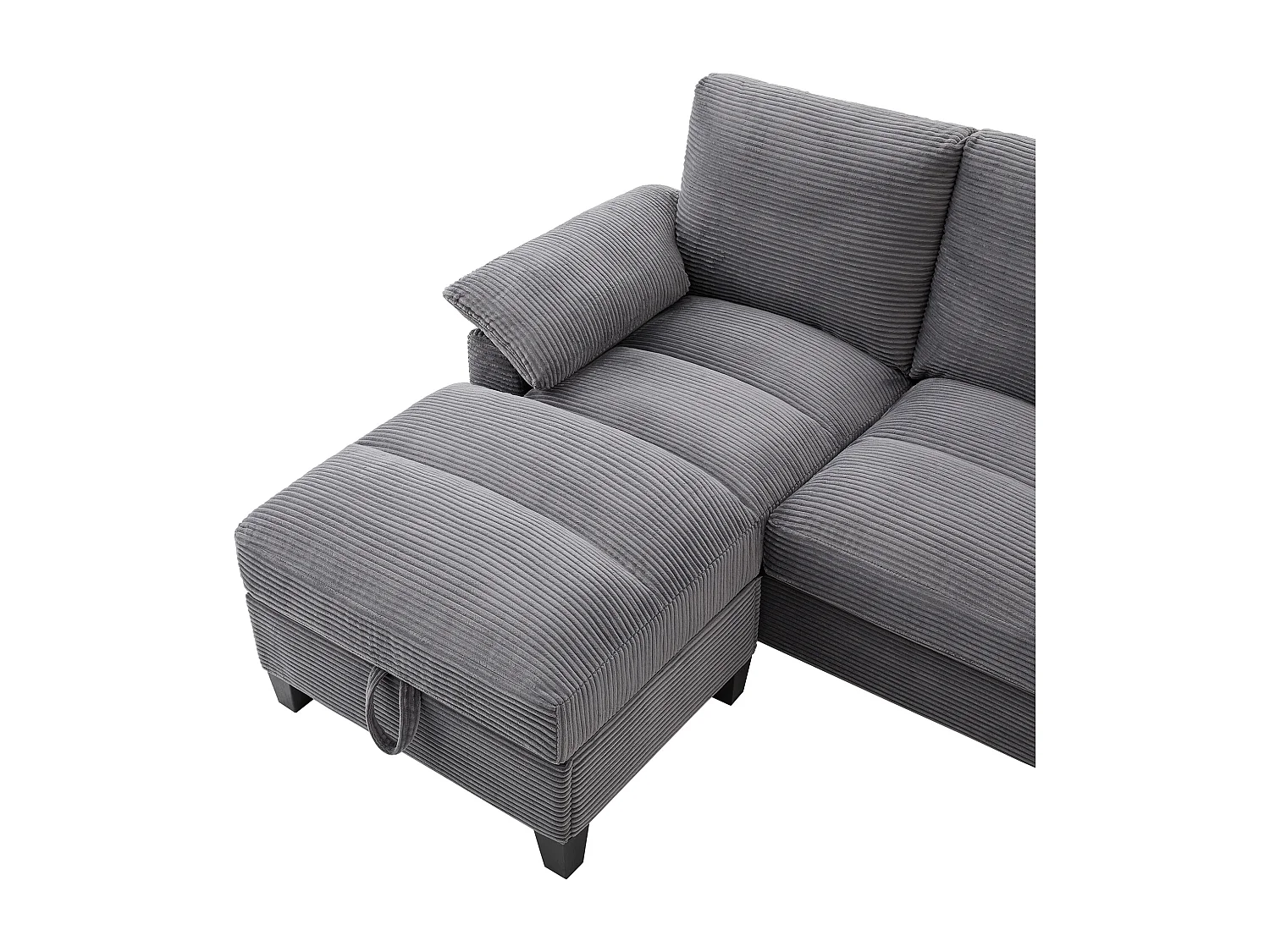 Canapé d'angle 4 places en forme de U - avec espace de rangement - porte-gobelet inclus - 2 ports USB - gris