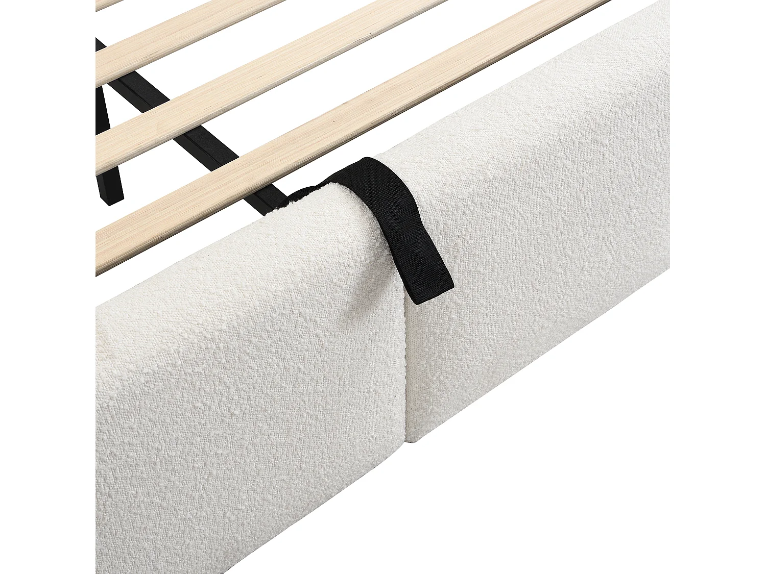 Lit coffre rembourré 180x200 cm - avec espace de rangement - Tissu bouclé - Beige (matelas non inclus)