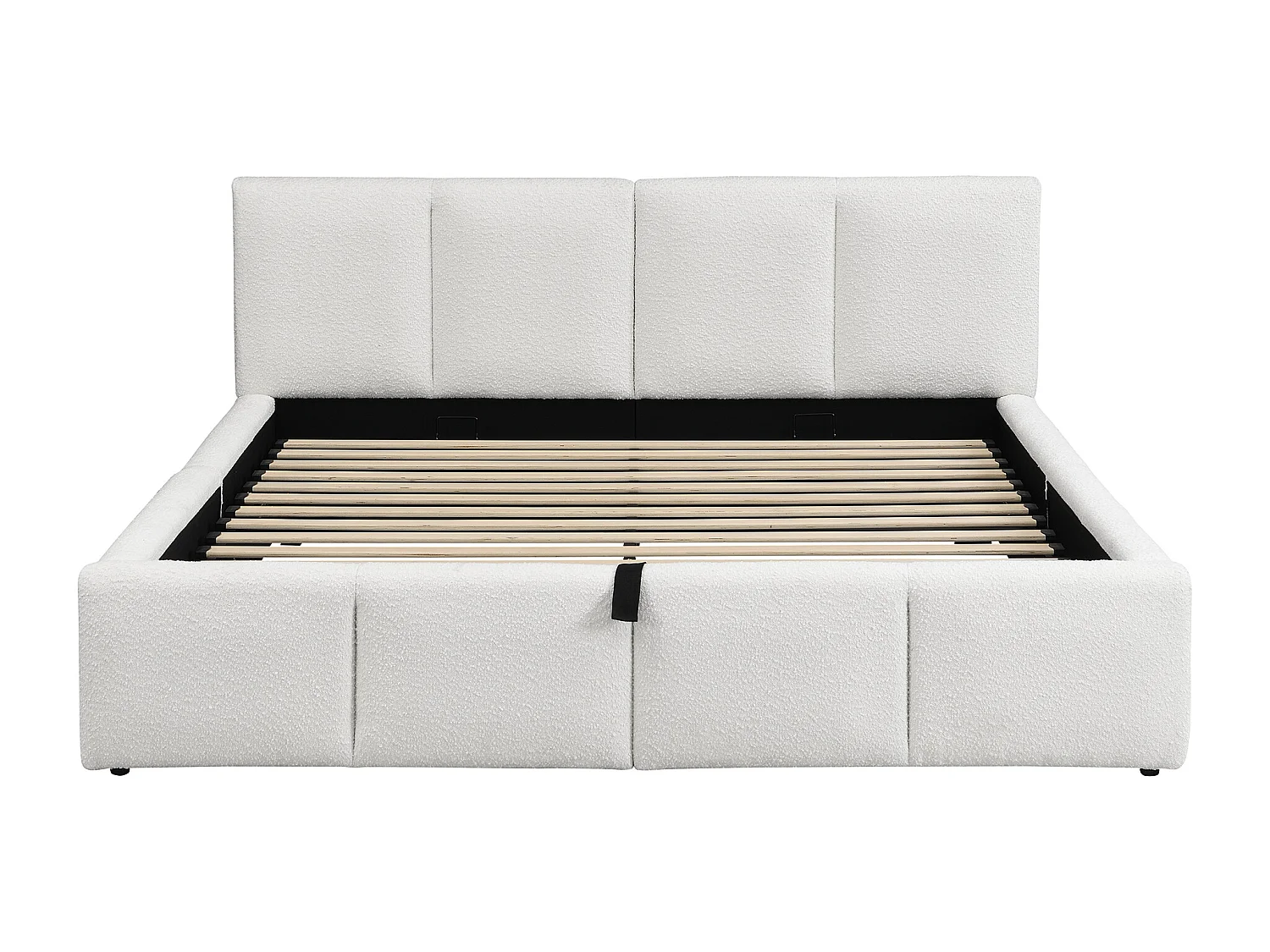 Gepolstertes Stauraumbett 180x200 cm - mit Stauraum - Bouclé-Stoff - Beige (Matratze nicht inbegriffen)