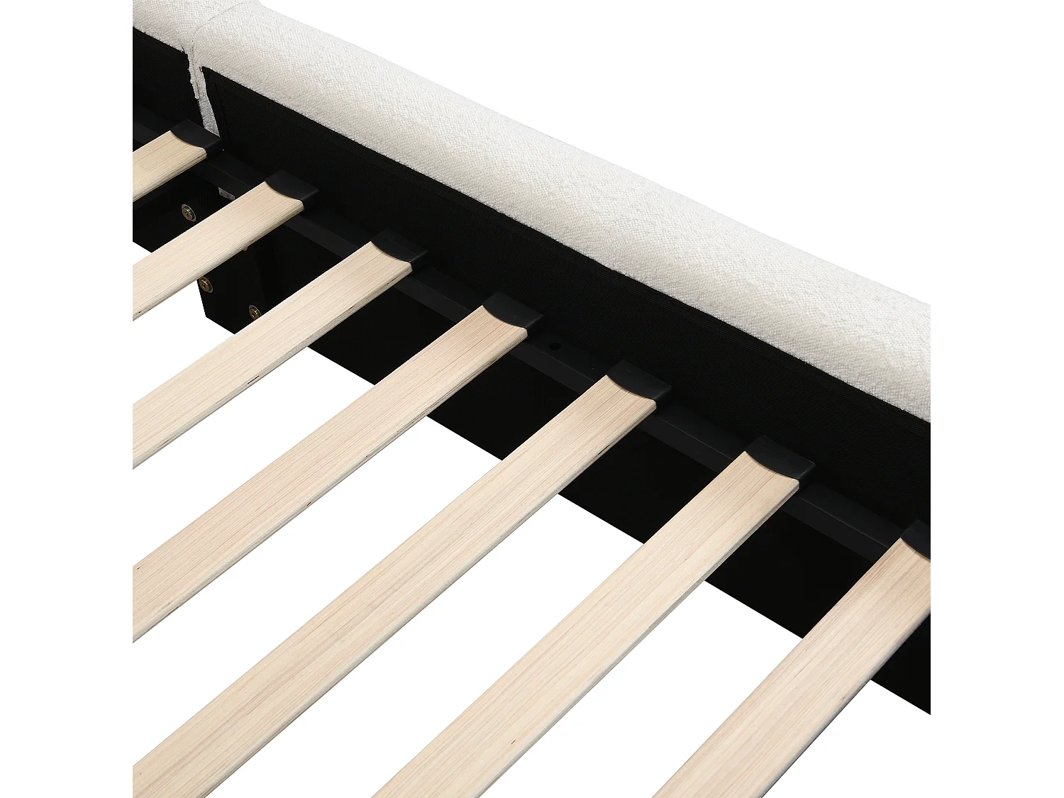 Gepolstertes Stauraumbett 180x200 cm - mit Stauraum - Bouclé-Stoff - Beige (Matratze nicht inbegriffen)