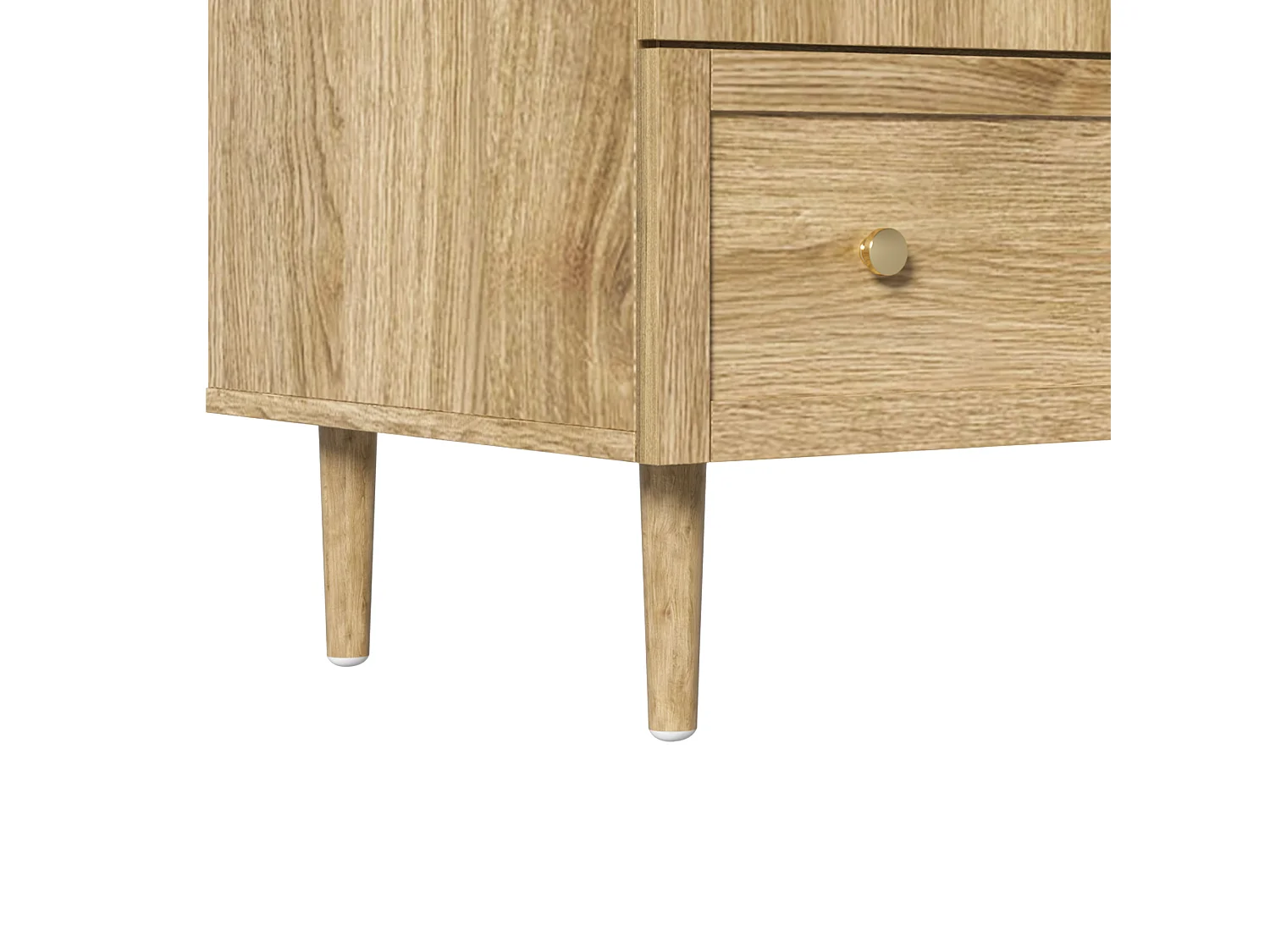 Armoire 79x50x175cm - 2 portes et 1 tiroir - Finition chêne - Pieds en bois - MDF - Naturel