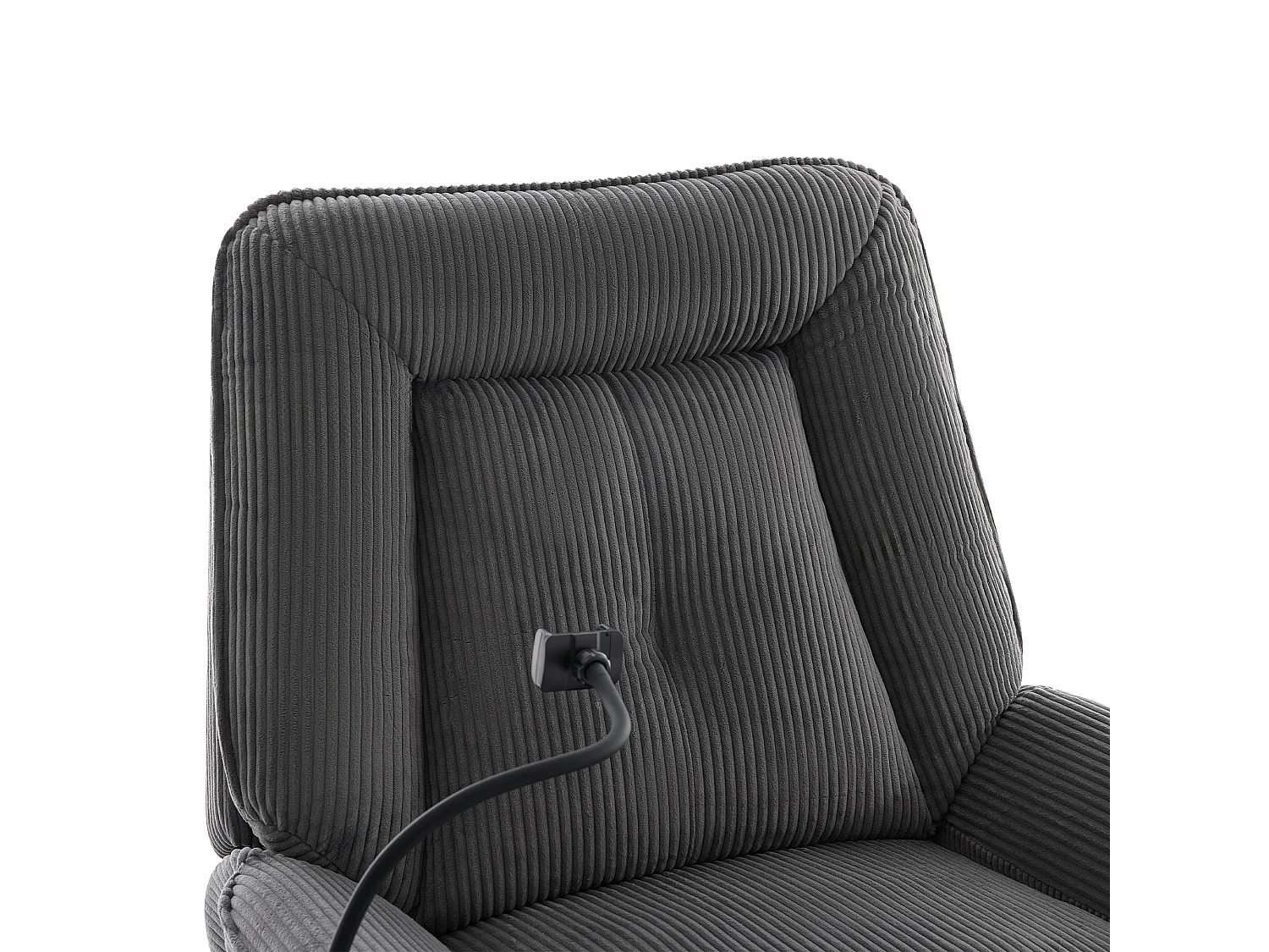 Poltrona - con funzioni massaggio e riscaldamento - rotazione 360° - con supporto per telefono e porta USB - grigio