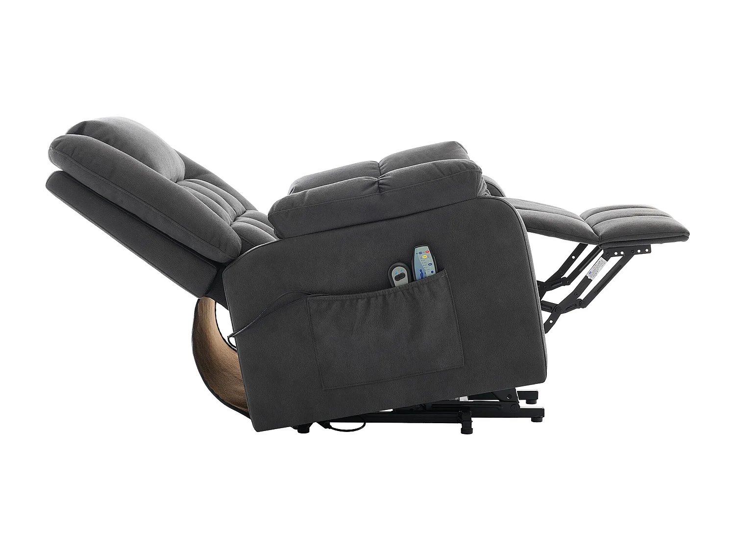 Poltrona - con funzione massaggio - con funzione riscaldante - con poggiapiedi - 2 tasche laterali + portabicchieri - porta USB - grigio