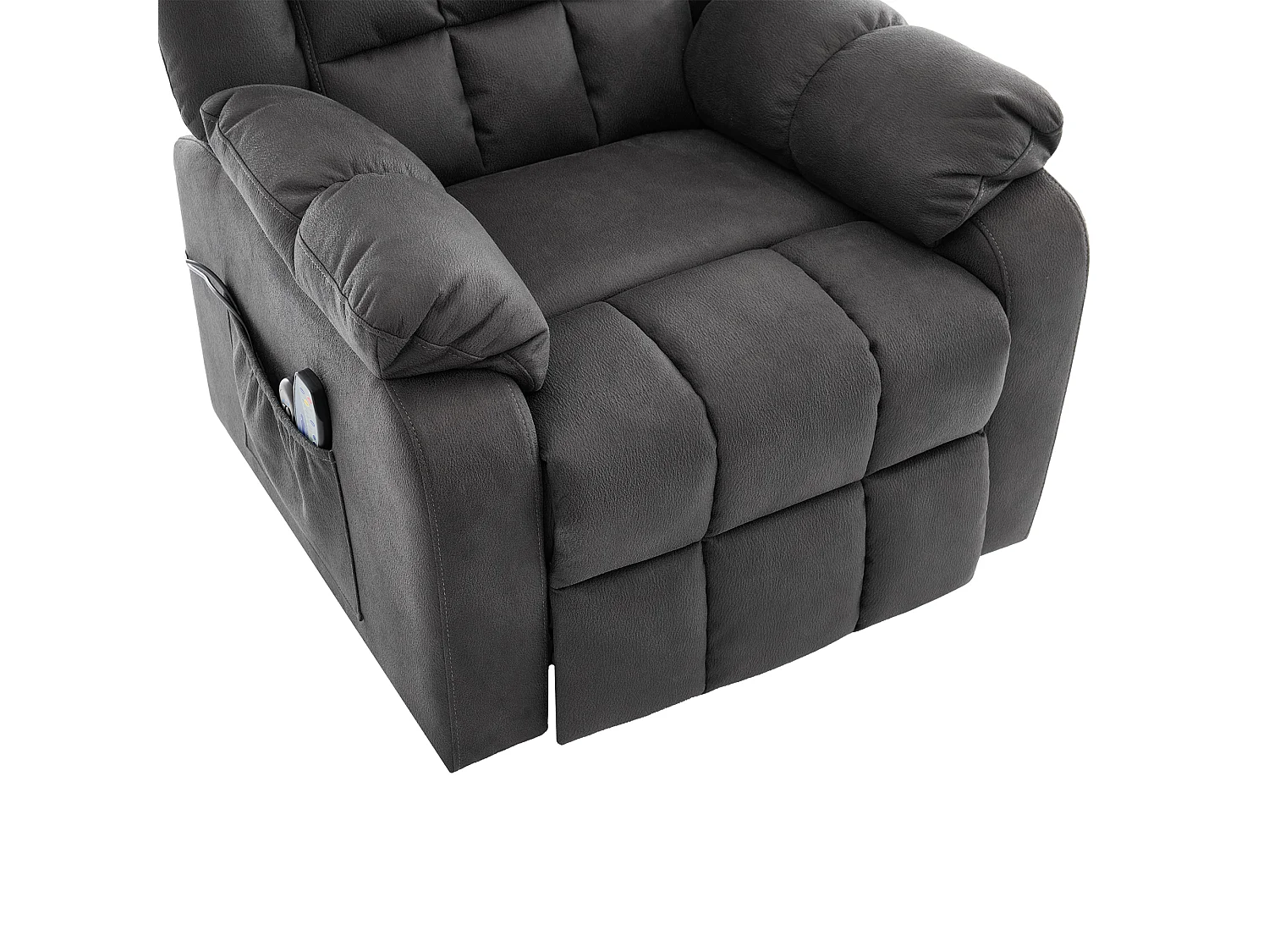 Poltrona - con funzione massaggio - con funzione riscaldante - con poggiapiedi - 2 tasche laterali + portabicchieri - porta USB - grigio