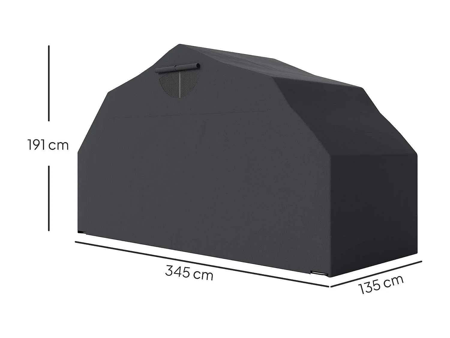 Abri moto extérieur pliable housse imperméable 3 couches support métal 2 fenêtres enroulables noir