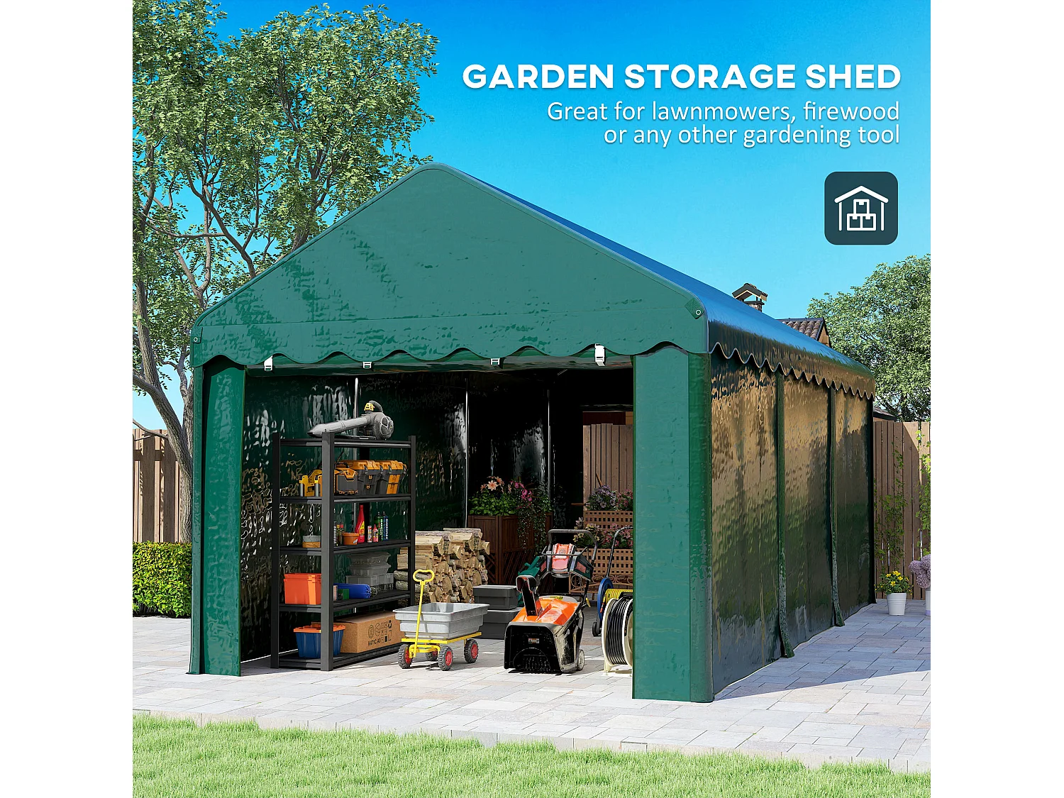 Carport tente de garage 3 x 6 m abri voiture exterieur avec 2 portes enroulables PE vert