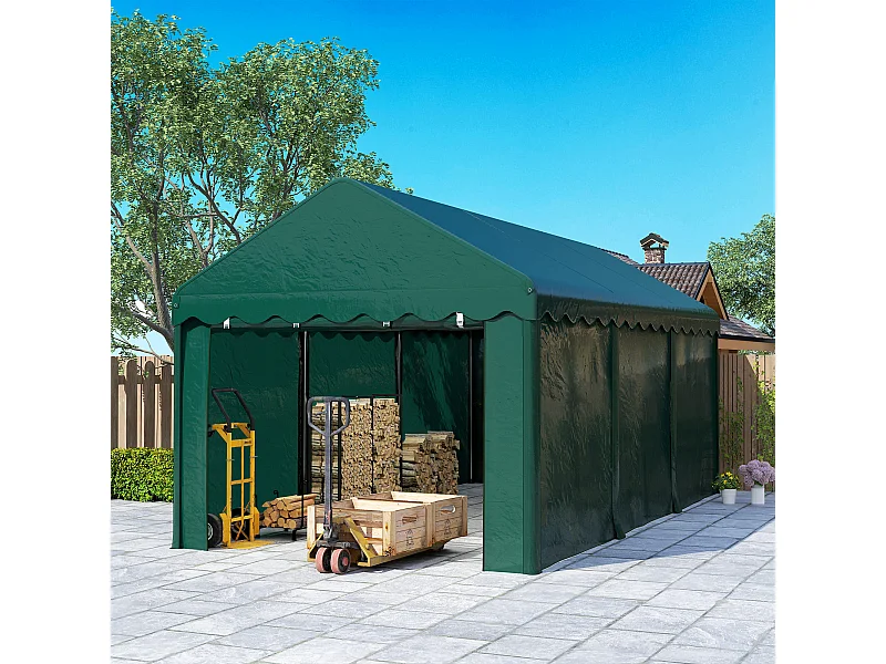 Carport tente de garage 3 x 6 m abri voiture exterieur avec 2 portes enroulables PE vert