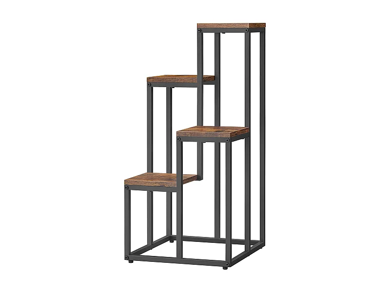 Soporte para flores Valora de 4 estantes, metal marrón rústico para sala de estar