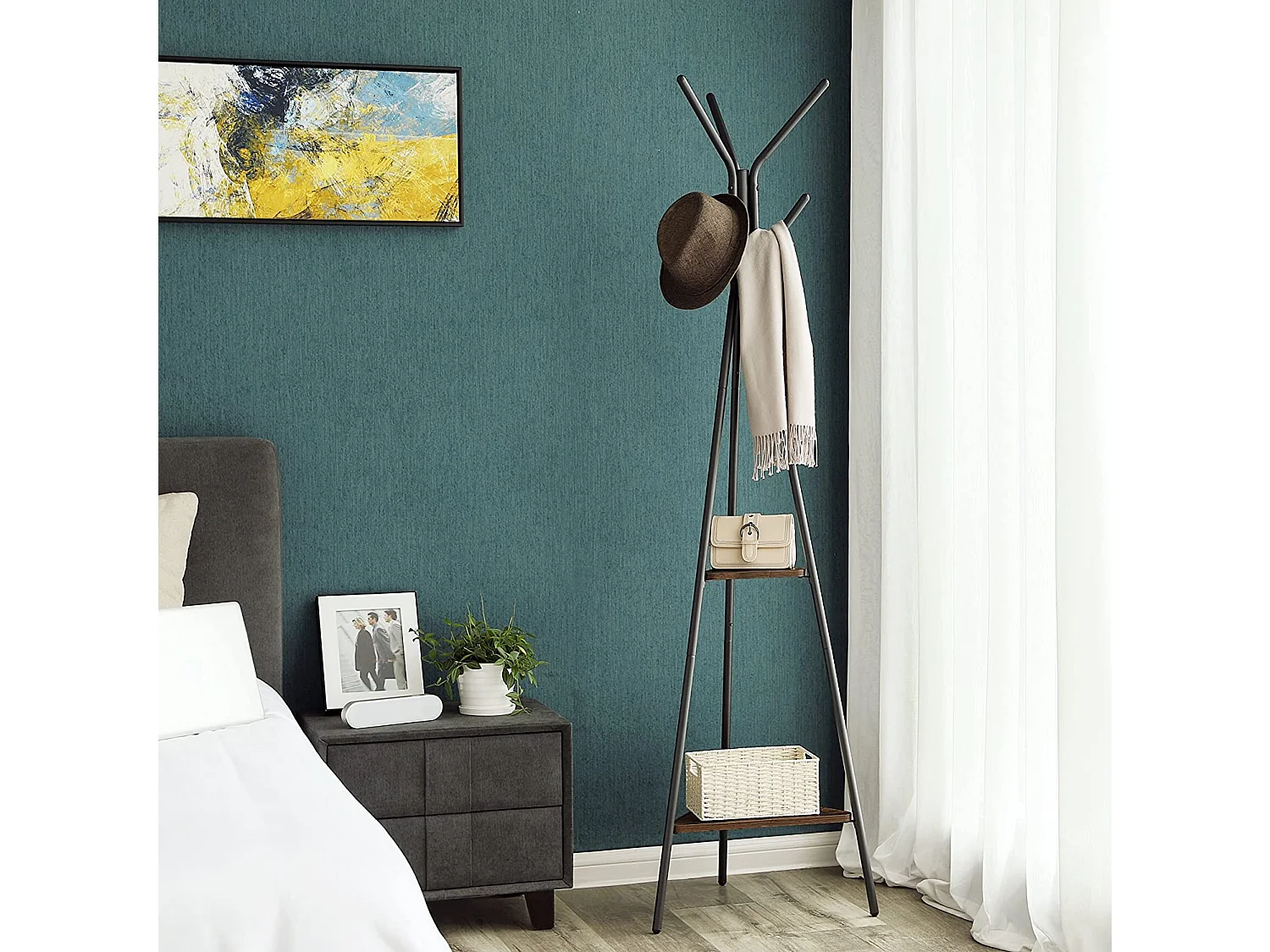 Valora Stehgarderobe, platzsparend, aus schwarzem Eisen, für den Flur