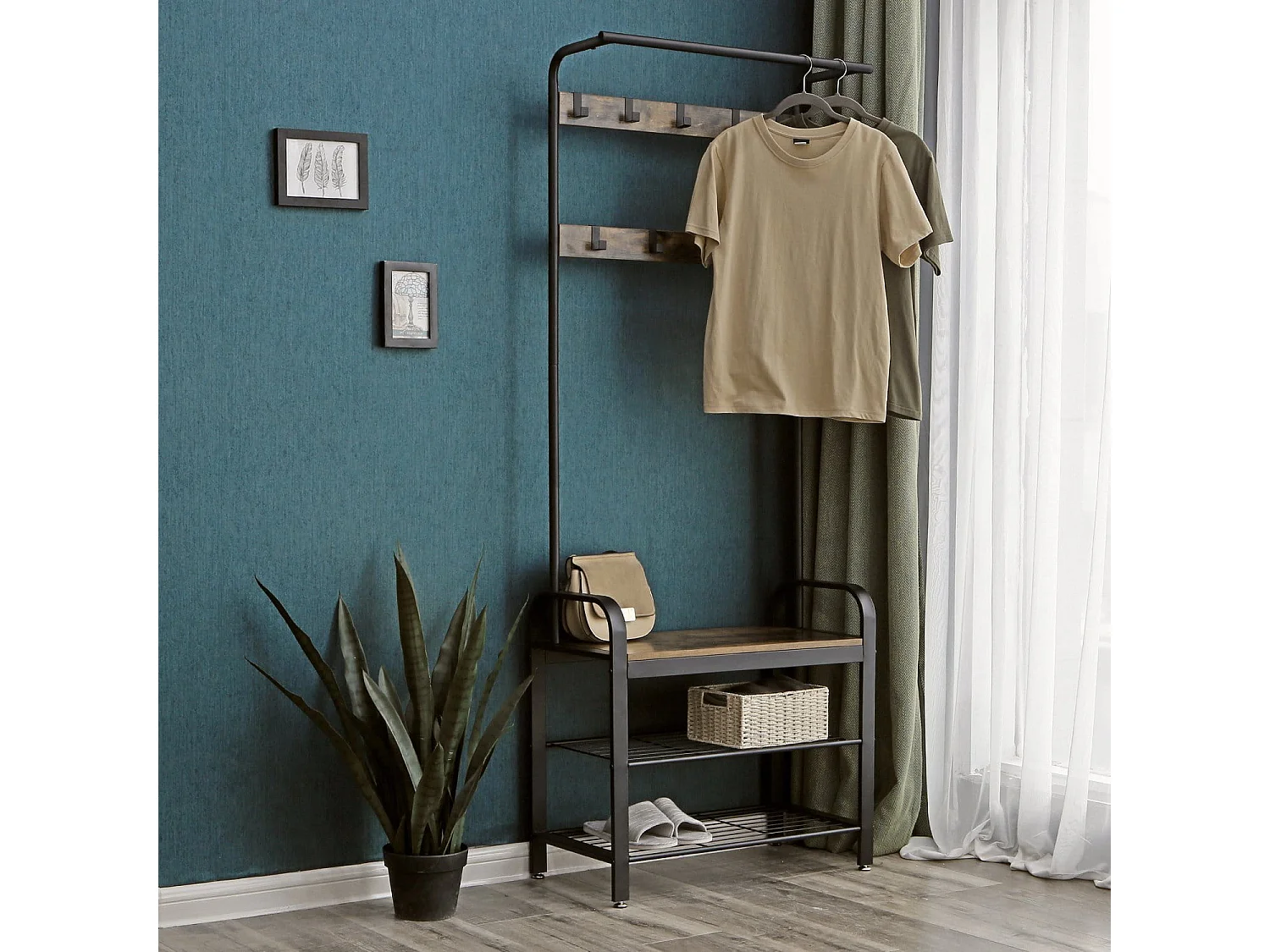 Valora Kleiderständer HSR40B Flurorganizer Rustikales Braun Metall