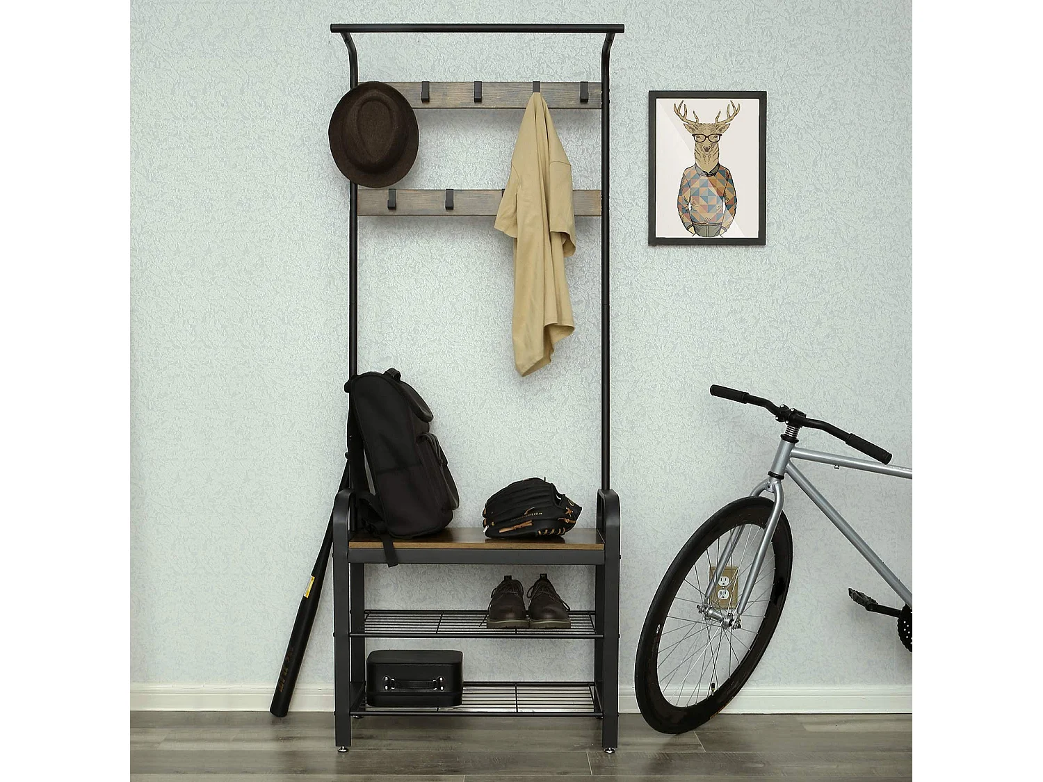 Valora Kleiderständer HSR40B Flurorganizer Rustikales Braun Metall