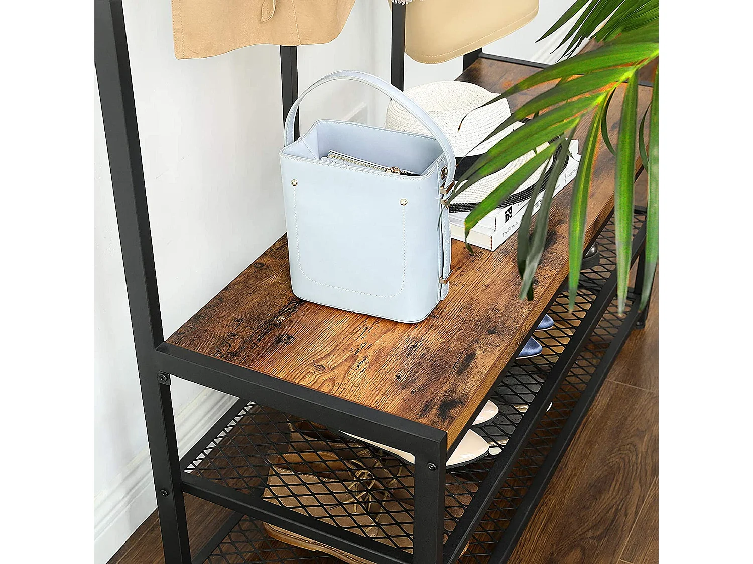 Valora Kleiderständer HSR86BX Flurorganizer Rustikales Braun Metall