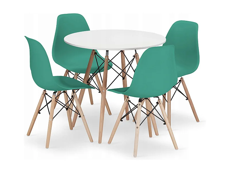 Ensemble de 4 tables rondes blanches Valora KOVA 80, design moderne