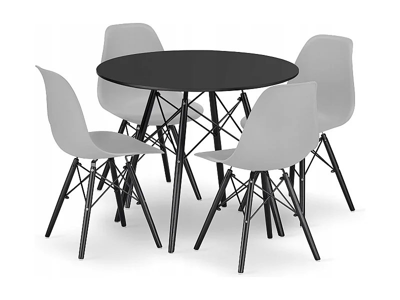 Ensemble de table ronde moderne noire Valora KOVA 80 (x4)