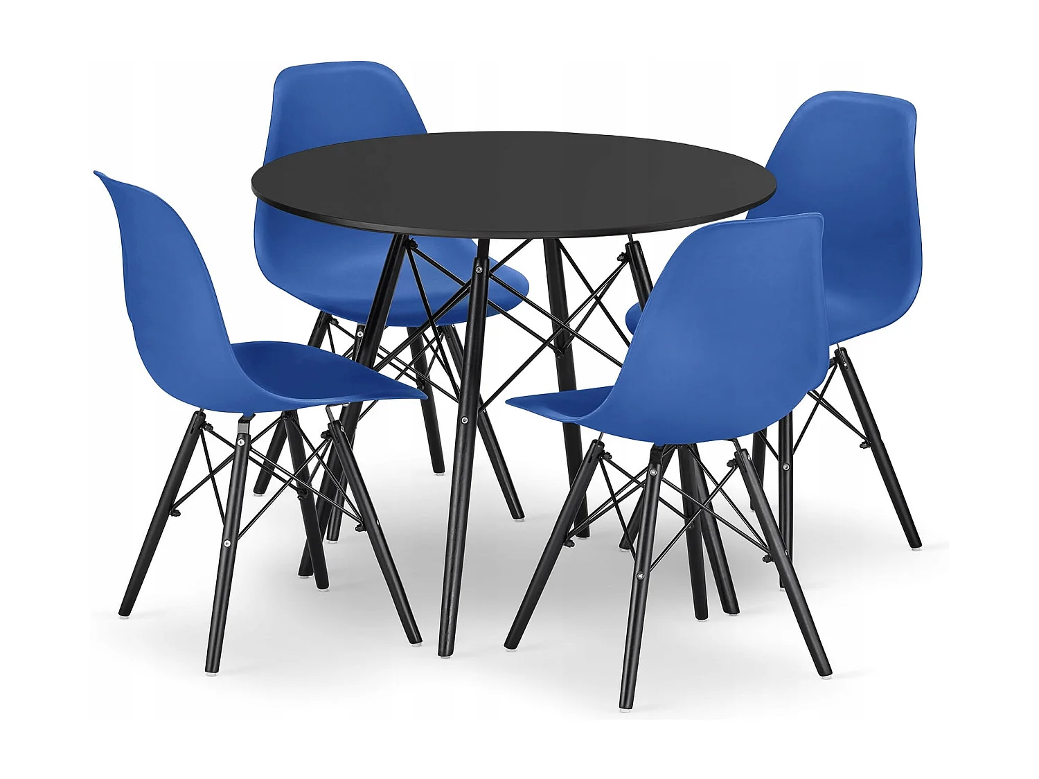 Ensemble de 4 tables rondes noires au design moderne Valora KOVA 80