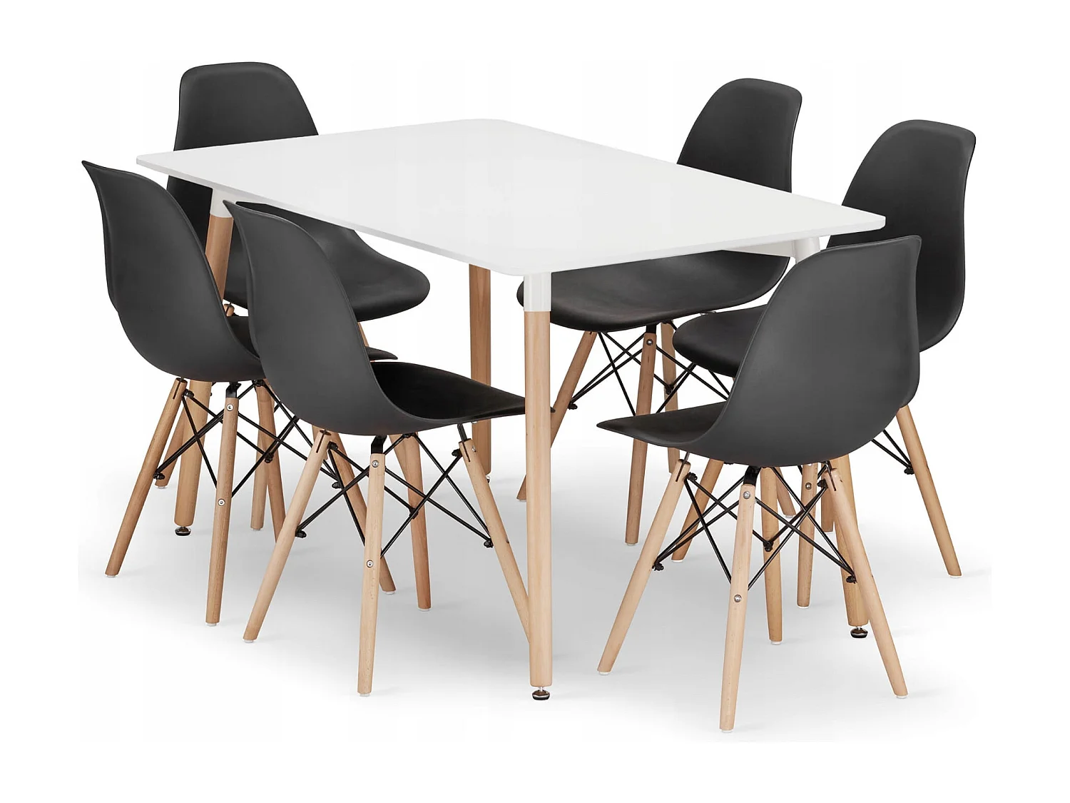 Ensemble de table rectangulaire Valora YURO blanc et noir pour salle à manger x6