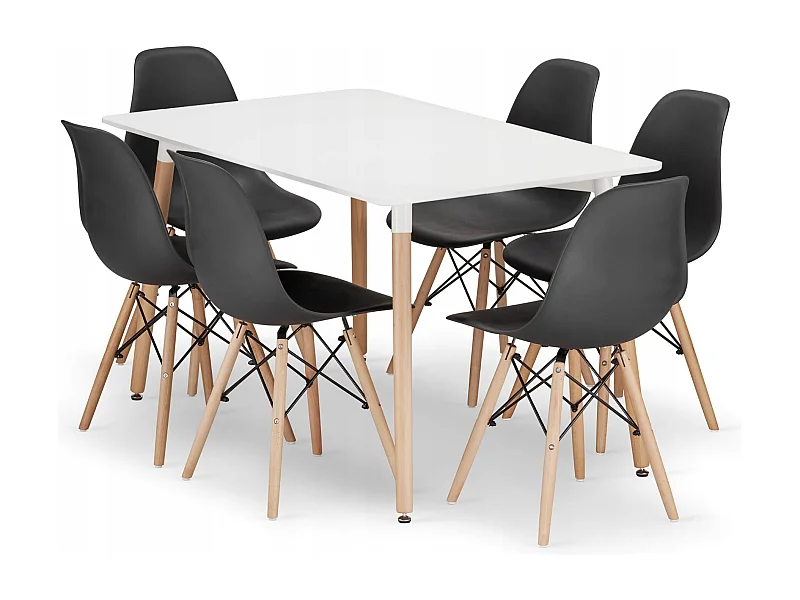 Valora YURO Rechthoekige Tafelset Wit en Zwart voor Eetkamer x6