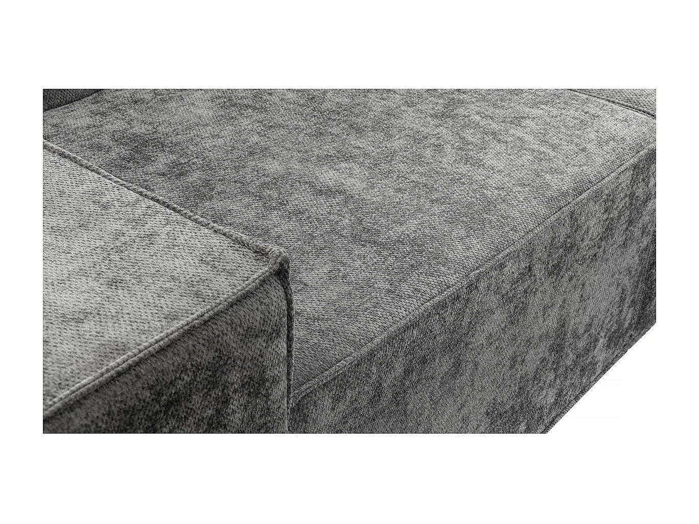 Canapé droit modulable avec ottoman en tissu texturé "Lusso" - 3 places - Gris