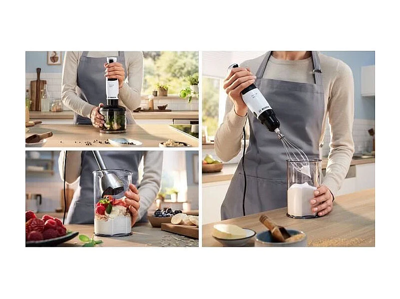 Mixeur plongeant - BOSCH - MSM4W221 - 600 W - 4 lames aiguiseés - Bol mélangeur - Mini hachoir - Fouet - Engrenage céramique