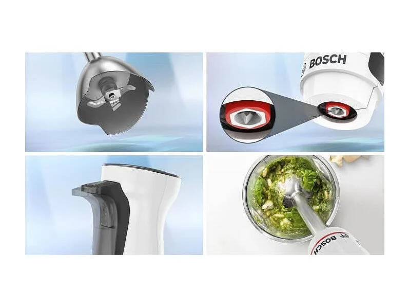 Mixeur plongeant - BOSCH - MSM4W221 - 600 W - 4 lames aiguiseés - Bol mélangeur - Mini hachoir - Fouet - Engrenage céramique