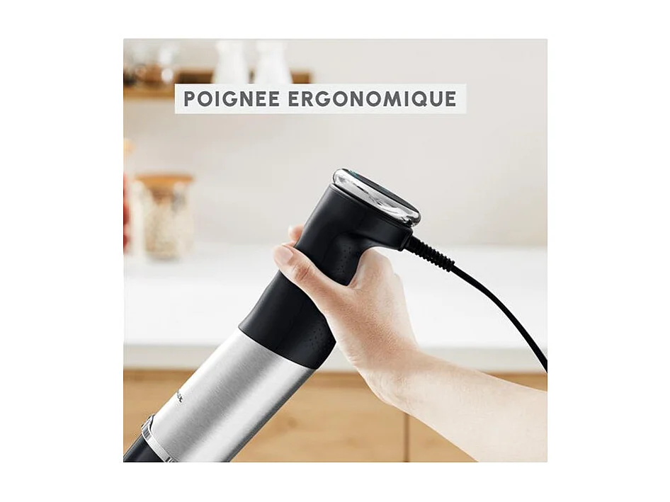 Mixeur Plongeant Moulinex Quickchef+ 1000W Noir, 20 Vitesses, Turbo, Mini Hachoir 500ml, Fouet, Bol Doseur 800ml