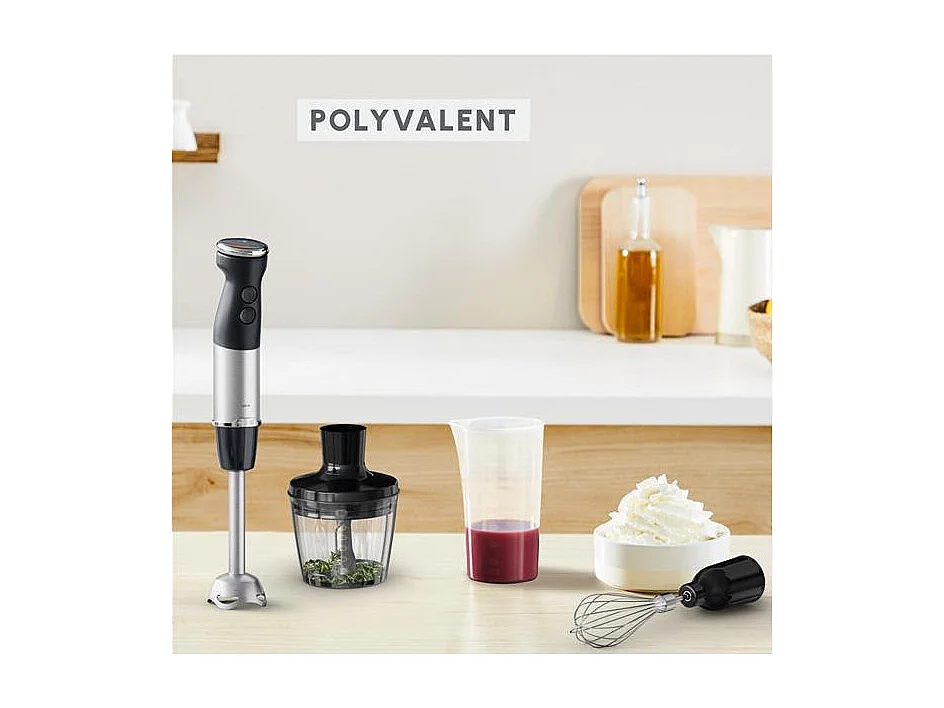 Mixeur Plongeant Moulinex Quickchef+ 1000W Noir, 20 Vitesses, Turbo, Mini Hachoir 500ml, Fouet, Bol Doseur 800ml