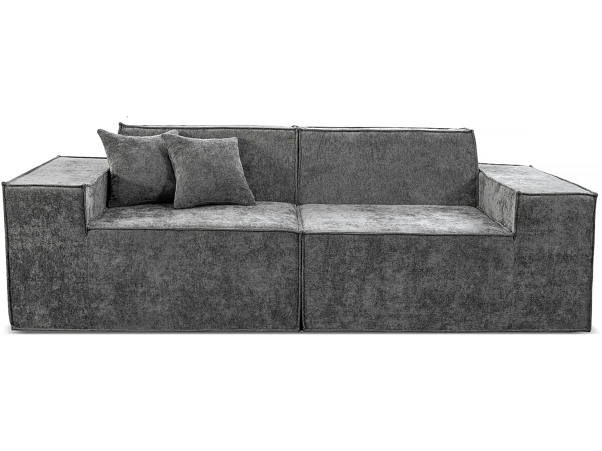 Canapé droit modulable en tissu texturé "Lusso" - 3 places - Gris