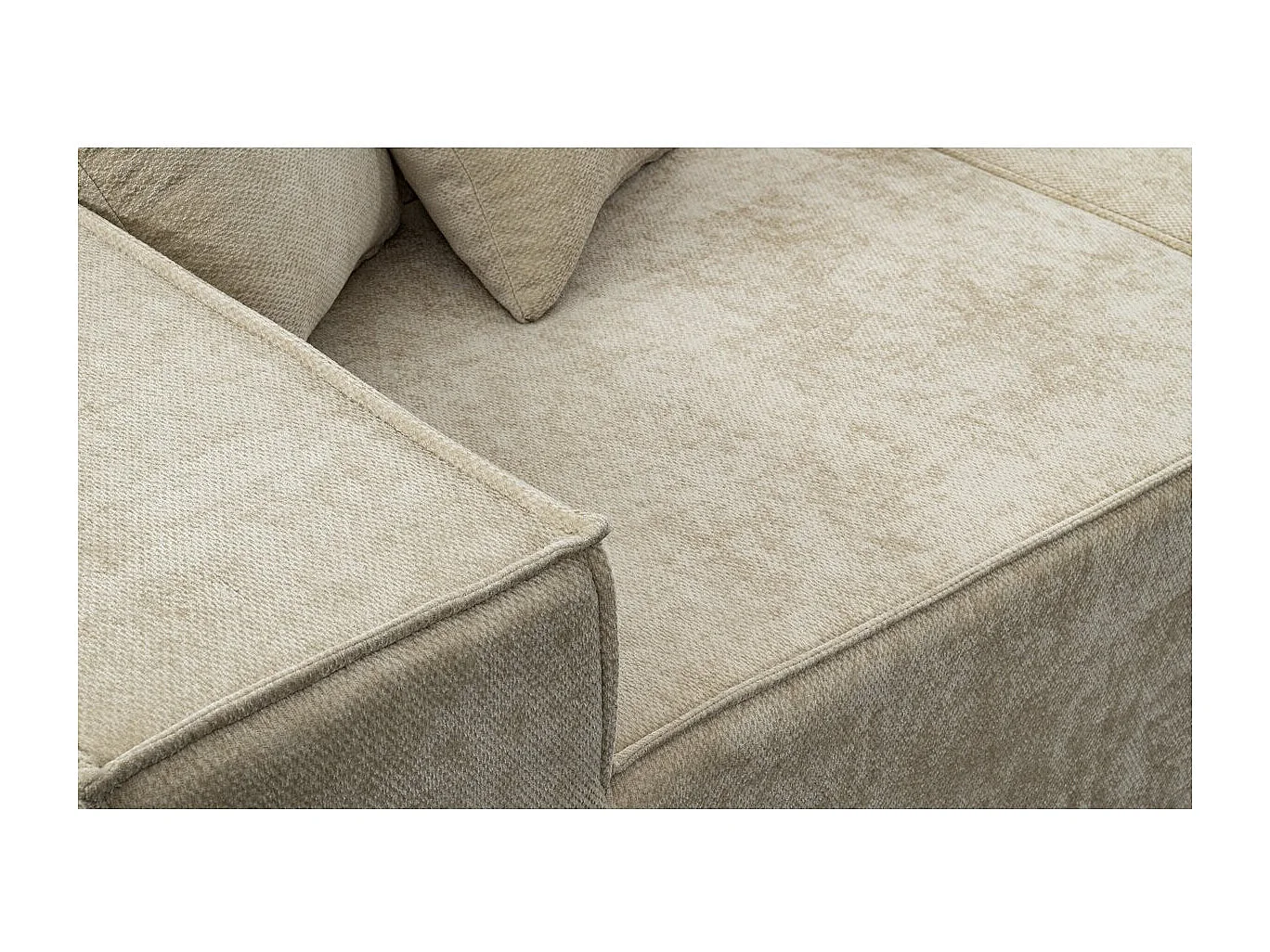 Canapé droit modulable en tissu texturé "Lusso" - 3 places - Beige