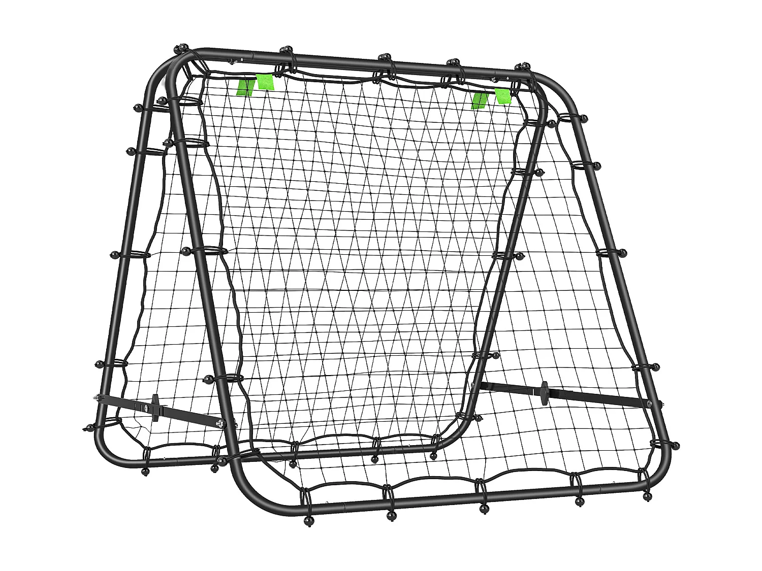 Filet de rebond double face pliable réglable 91 x 91 cm - rebondisseur football - acier PE noir