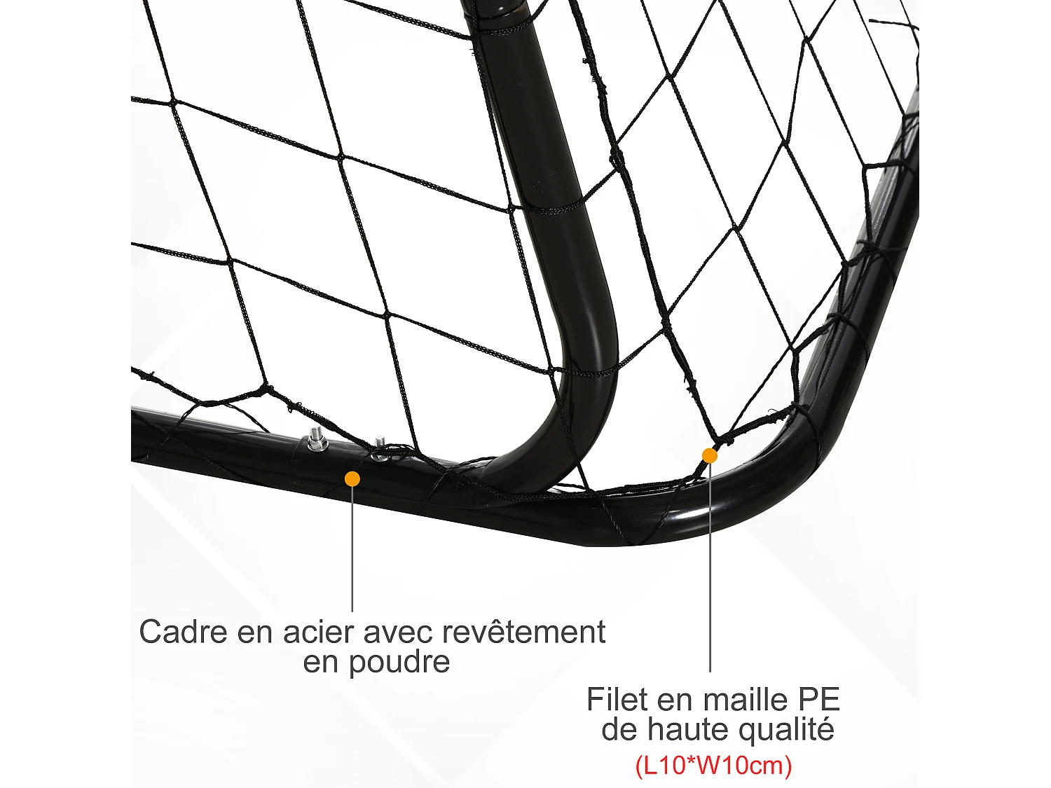 But de football - cage de foot avec cible dim. 240 x 88 x 174 cm - acier thermolaqué noir polyester blanc