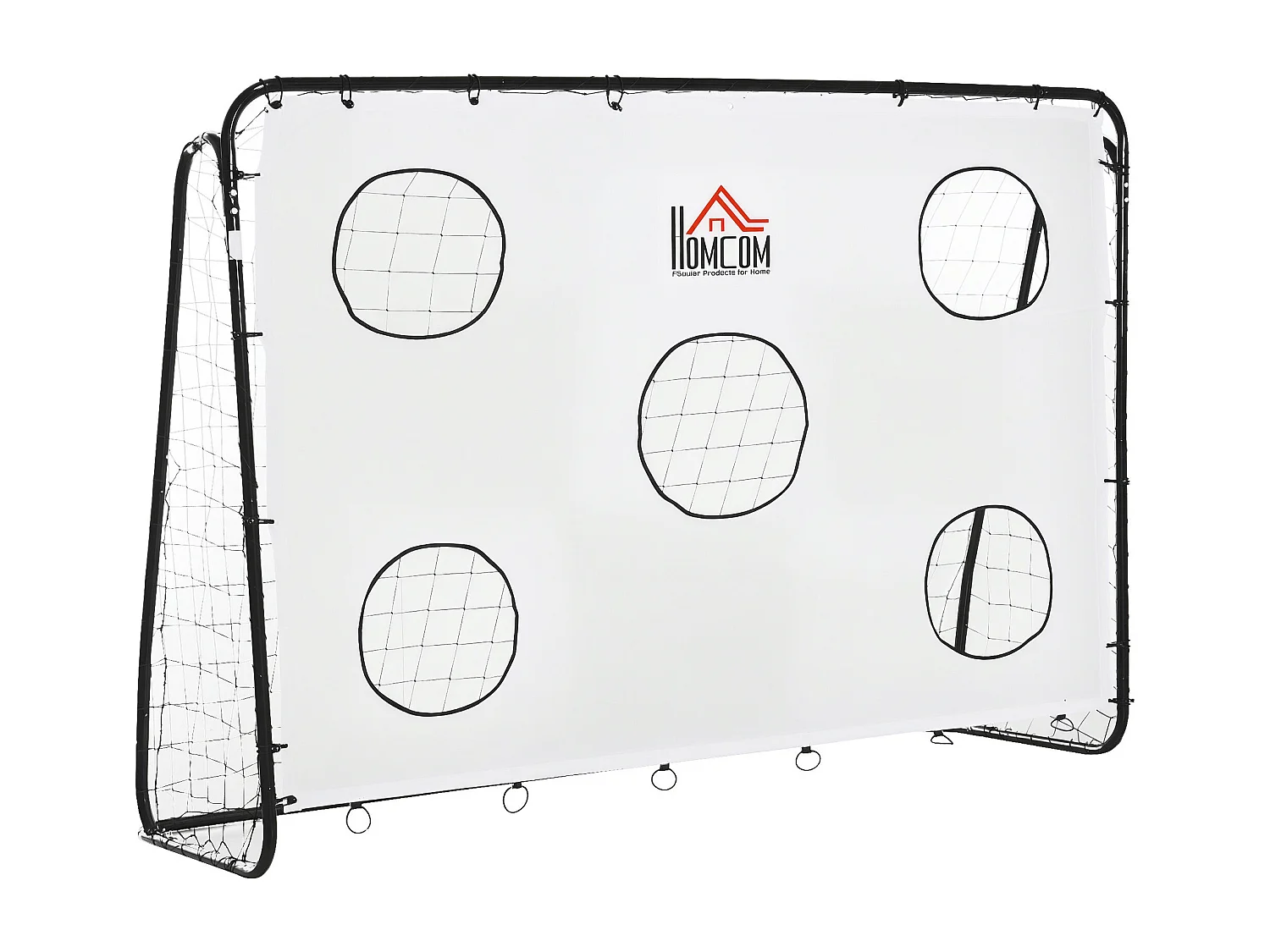 But de football - cage de foot avec cible dim. 240 x 88 x 174 cm - acier thermolaqué noir polyester blanc
