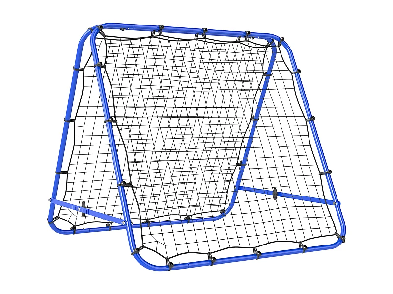 Filet de rebond double face pliable réglable 91 x 91 cm - rebondisseur football - acier PE bleu