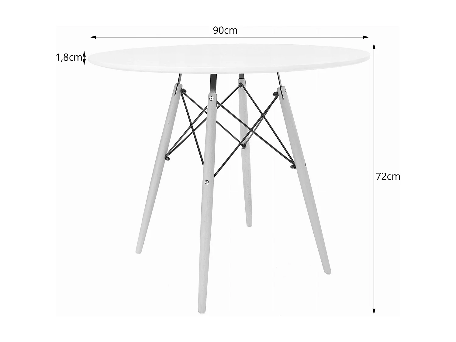 Ensemble table ronde Valora KOVA 90 blanche + 4 chaises Osaka noires