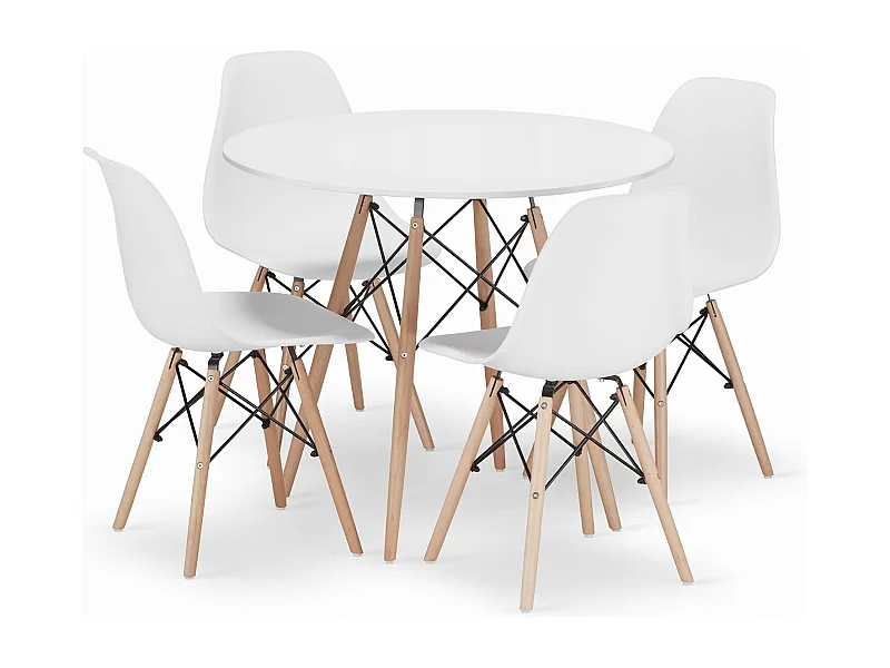 Valora KOVA 90 Witte ronde tafelset met 4 OSAKA stoelen
