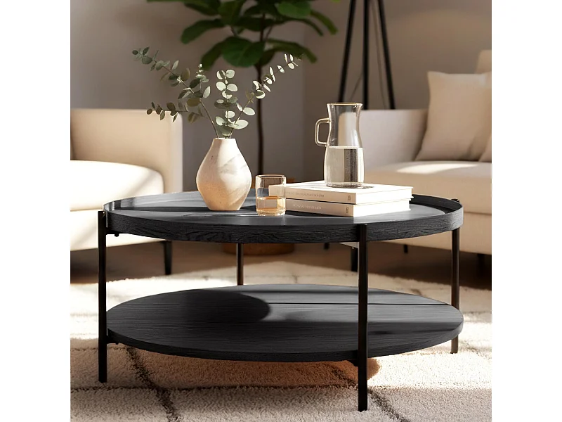 Table d'appoint - rond Ø 80 cm - Bois - Gris - Corbitan