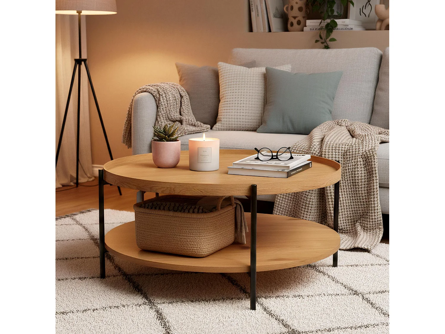 Table d'appoint - rond Ø 80 cm - Bois - Nature - Corbitan